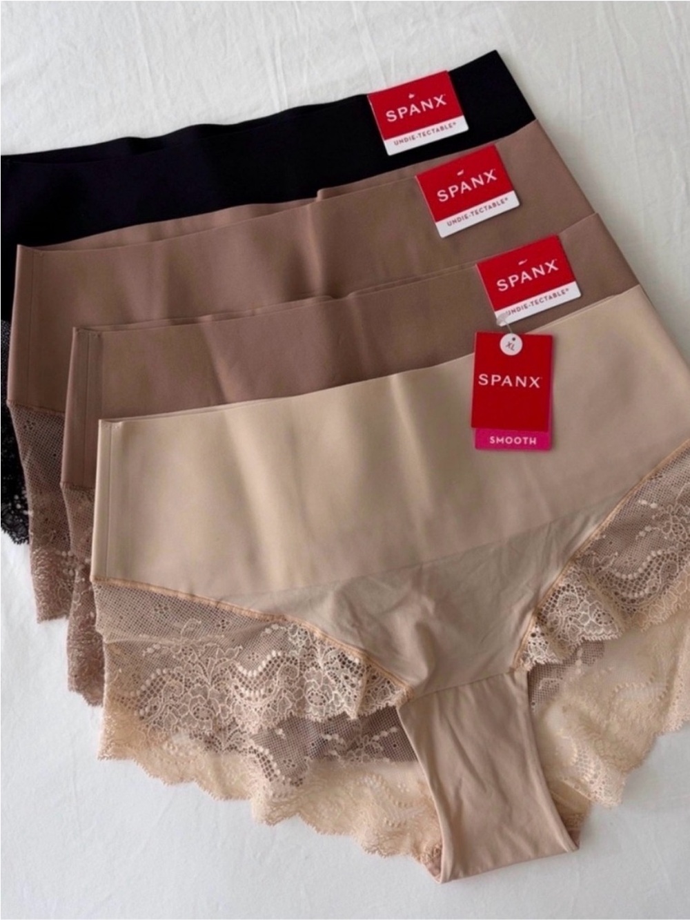 One SPANX Smooth Lace-Trim High-Waist Brief- available in Black , Brown or Beige
